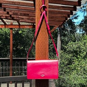 COACH Shoulder/Crossbody Purse Foldover Clutch Bag Pebble Leather Pink AUTHENTIC